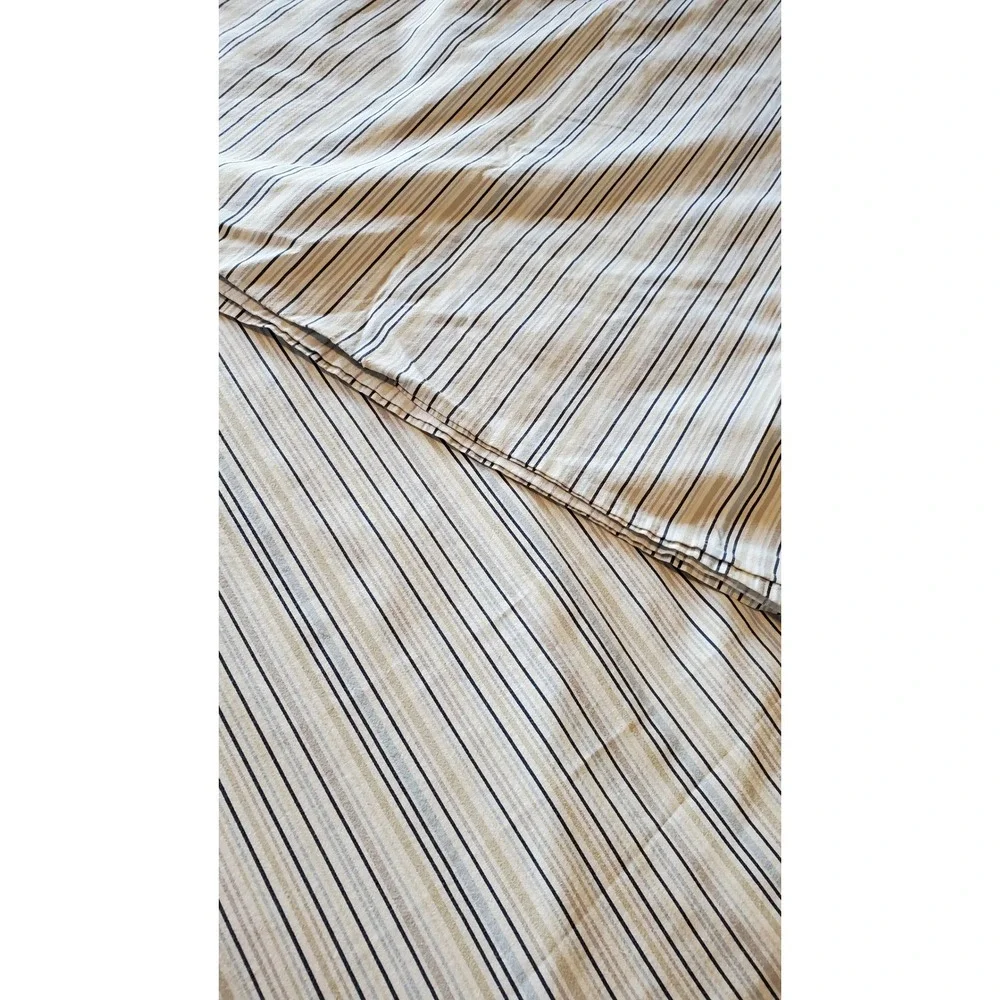 Ikea Striped Duvet Cover Set White Navy Tan Blue with 2 Pillowcases 80x92